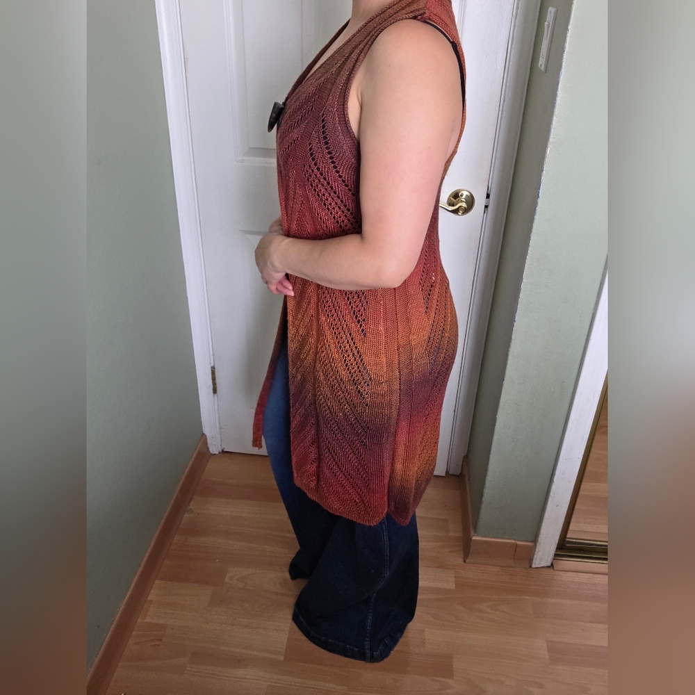 Back In The Saddle Knit Gradient Cardigan Sweater Vest Western Boho Rodeo S - Picture 3 of 10